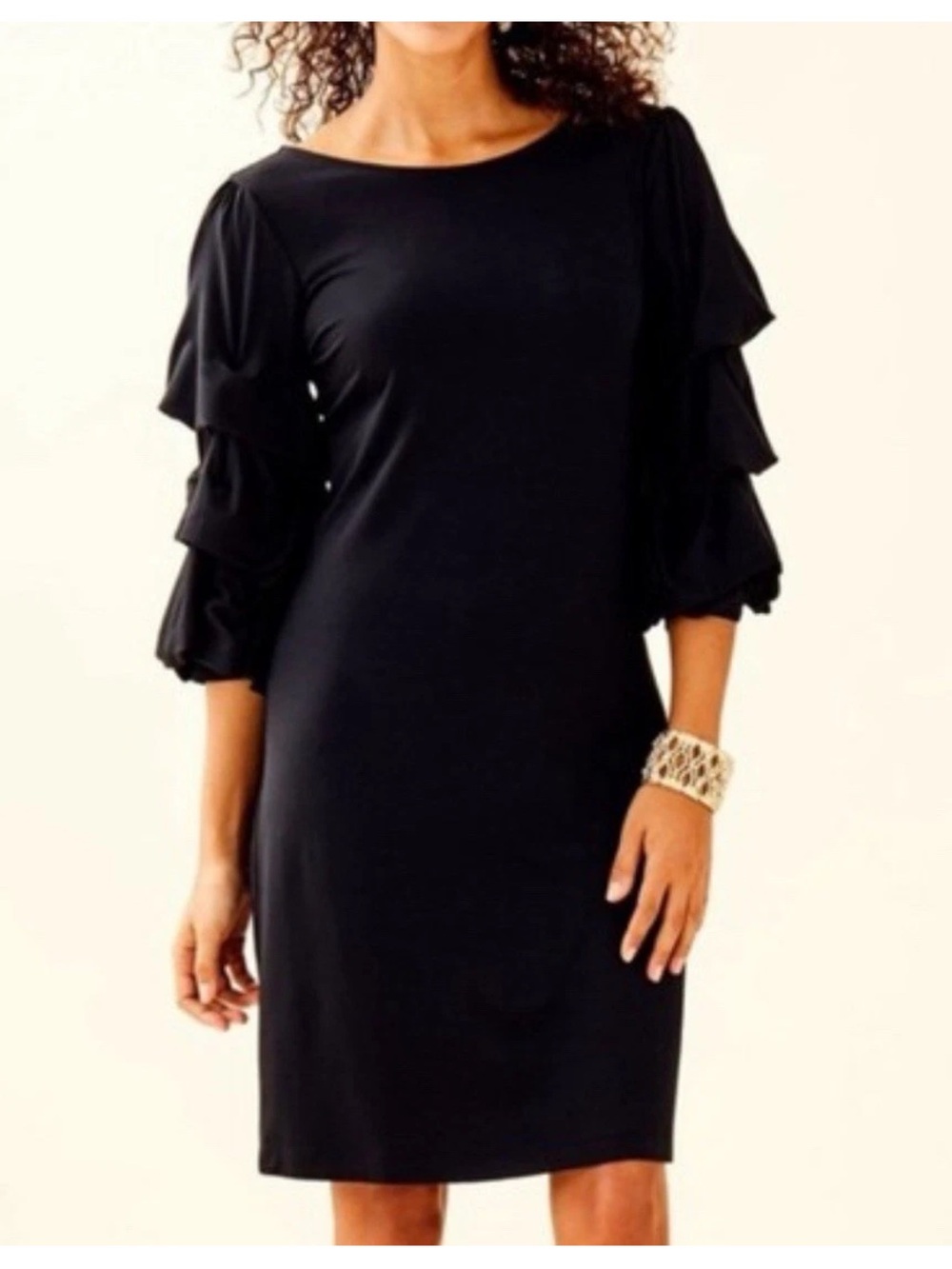 Lilly Pulitzer Black Ruffle-Sleeve Mini Dress XS